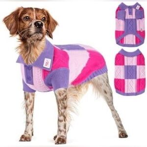 Pink & Purple Striped Knit Dog Sweater - Cozy Pet Pullover